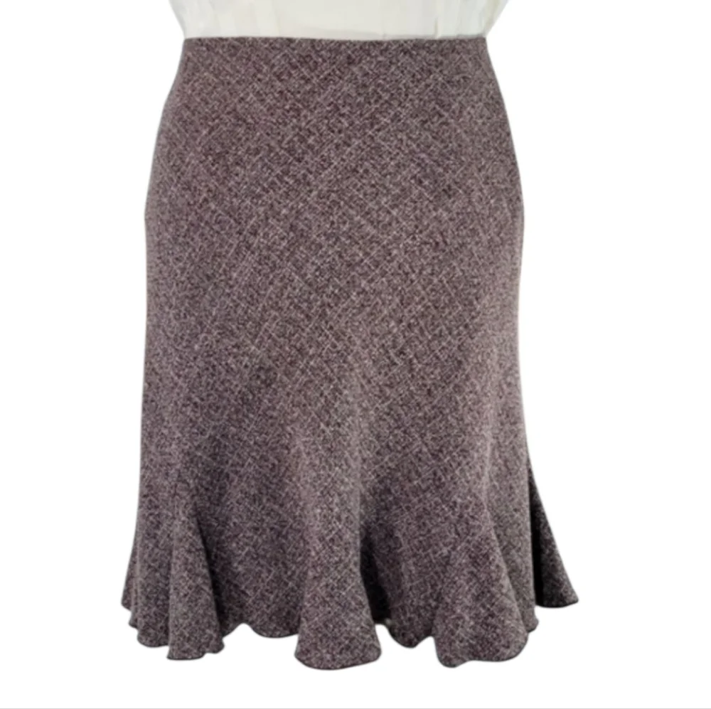 Tweed Flared Mini Skirt Brown & Cream A-Line Skirt Womens Size 14 - Picture 2 of 6